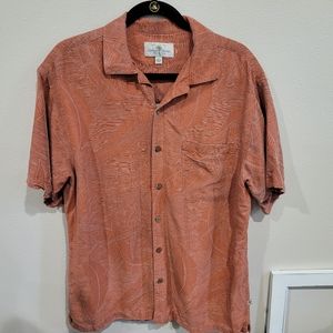 Island Shores Mens‎ SZ Lg washable Silk sh. Sleeve button down shirt